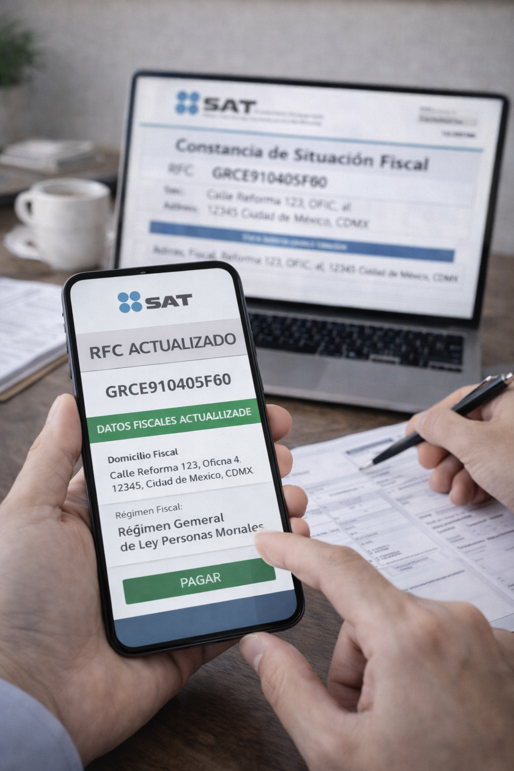 Actualización de datos fiscales y RFC ante el SAT en México.