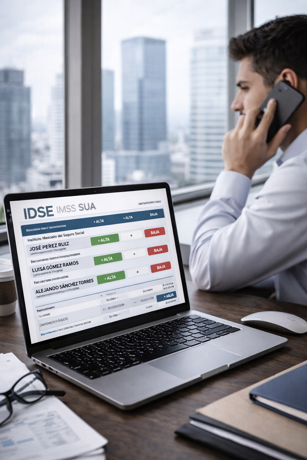 Gestión de altas, bajas y modificaciones salariales de empleados en el sistema IDSE del IMSS.