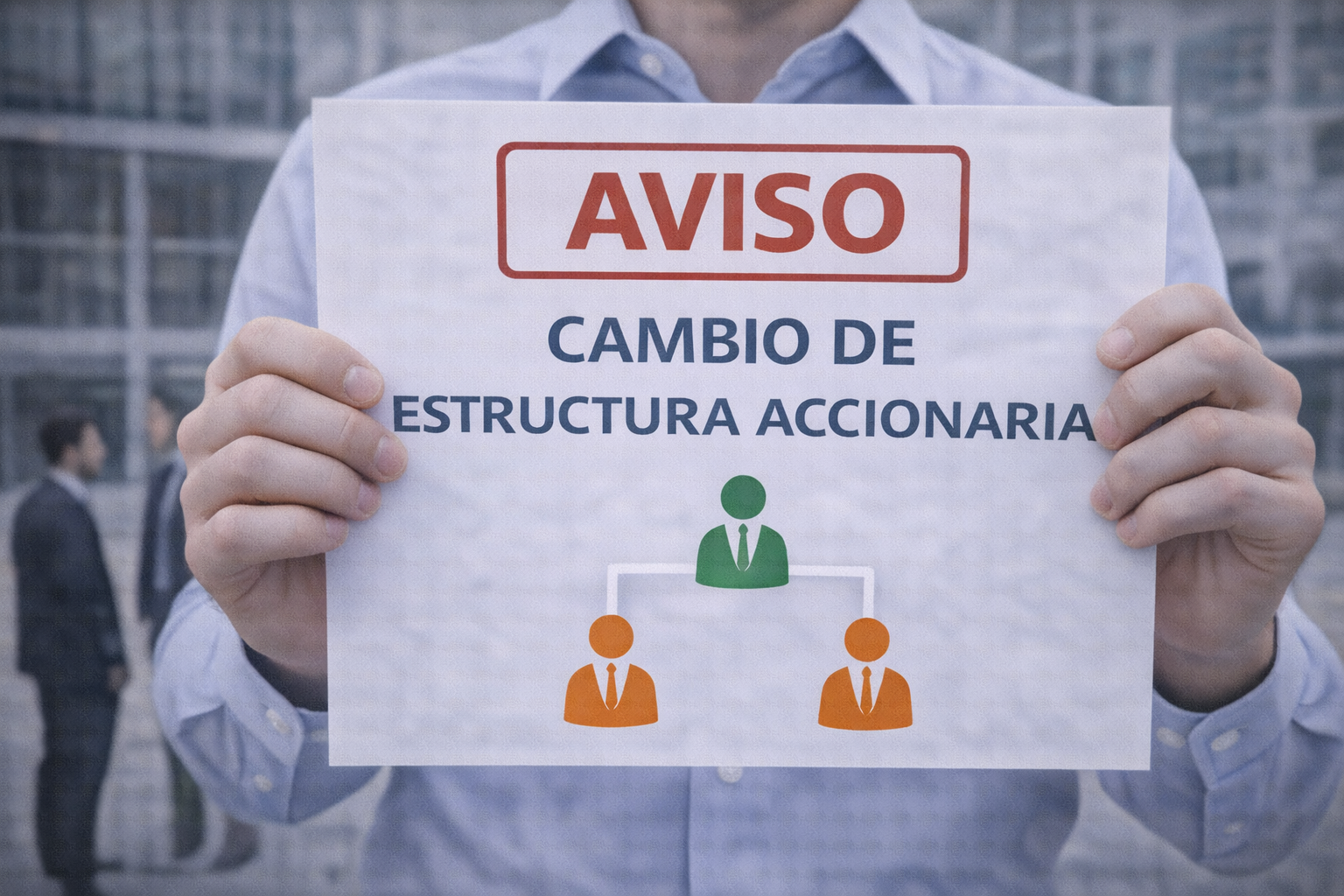 Aviso formal por cambio en la estructura accionaria de una empresa ante autoridades fiscales.
