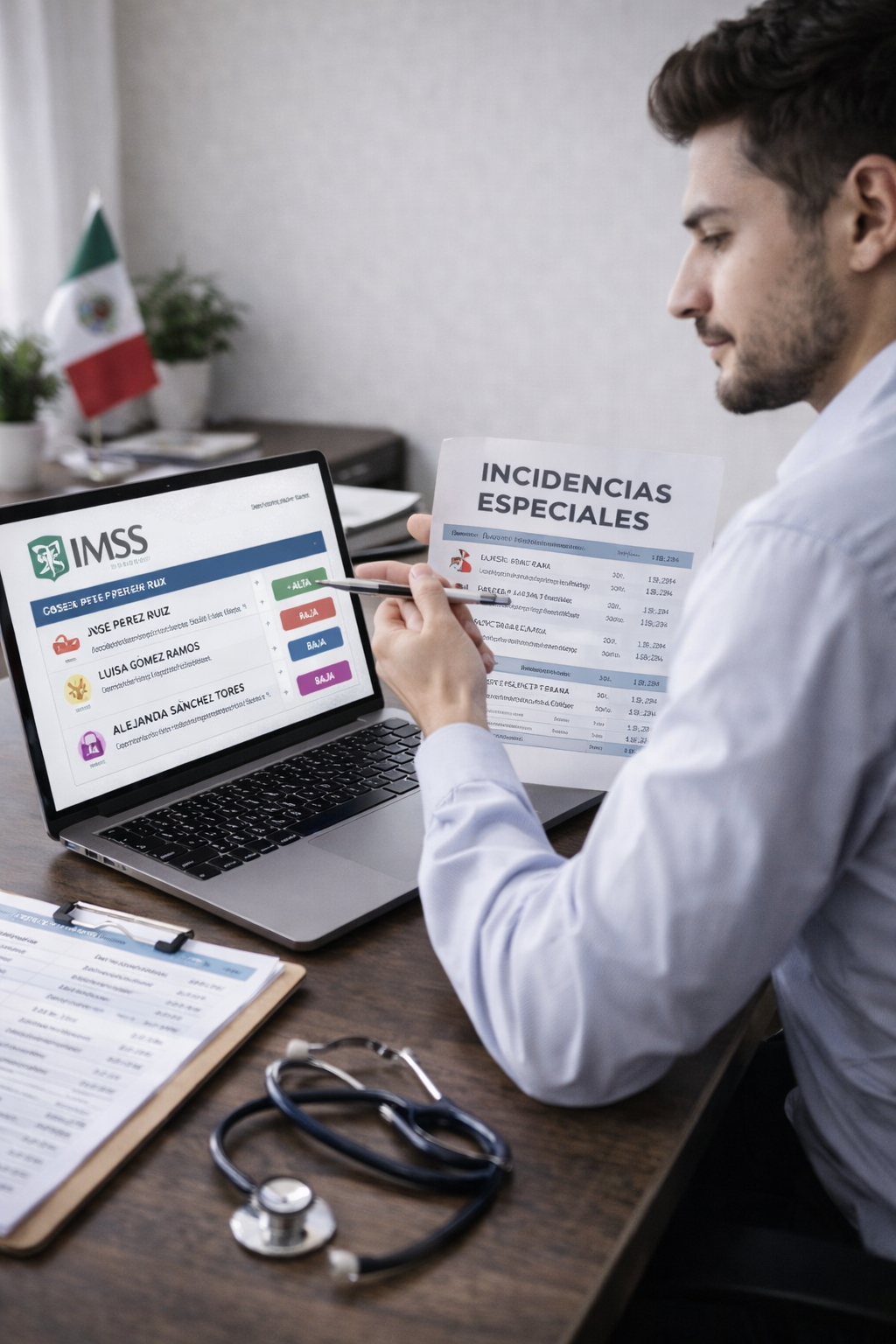 Administración de incapacidades e incidencias especiales de empleados ante el IMSS.