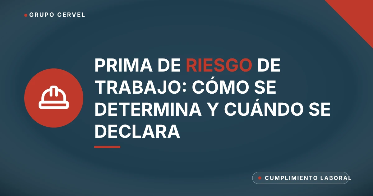 Ilustración con casco de seguridad y gráfica de siniestralidad sobre la prima de riesgo de trabajo del IMSS — Grupo CerVel