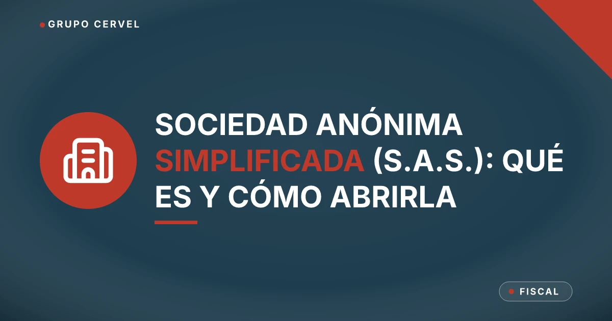 Portada con icono de edificio sobre la sociedad por acciones simplificada (S.A.S.) — Grupo CerVel