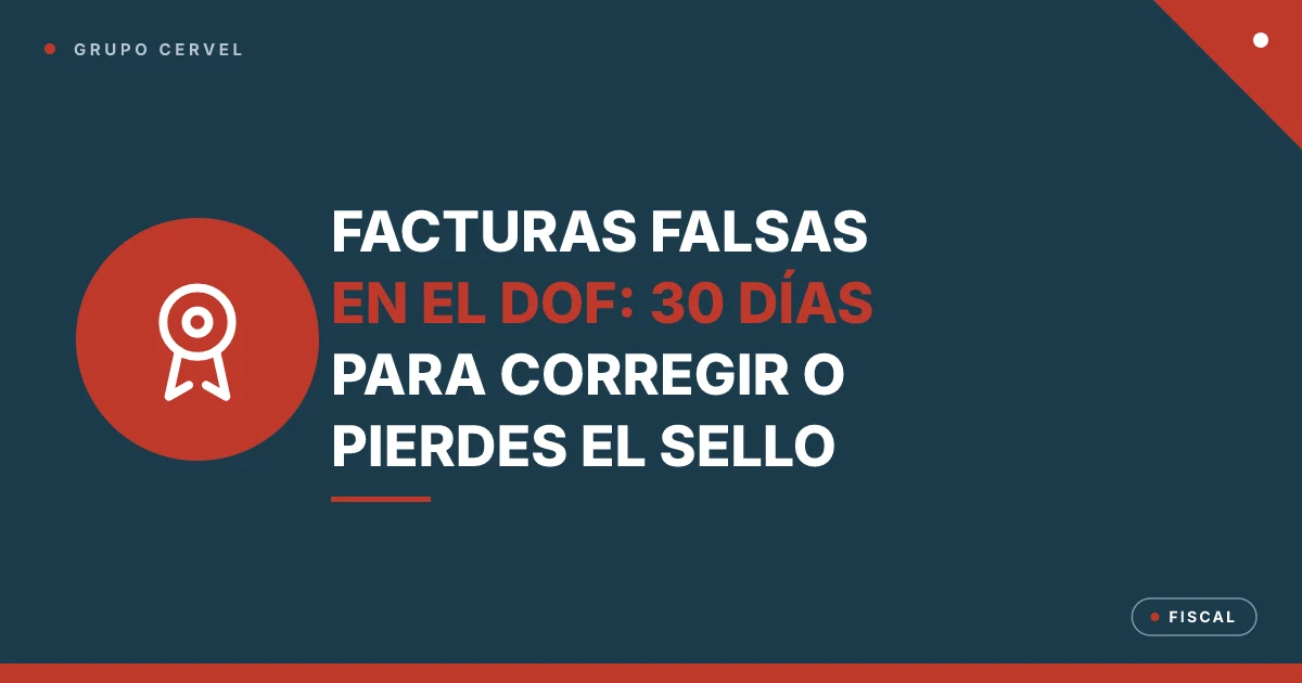 Portada: 30 días para corregir facturas falsas antes de que el SAT restrinja el sello — Grupo CerVel