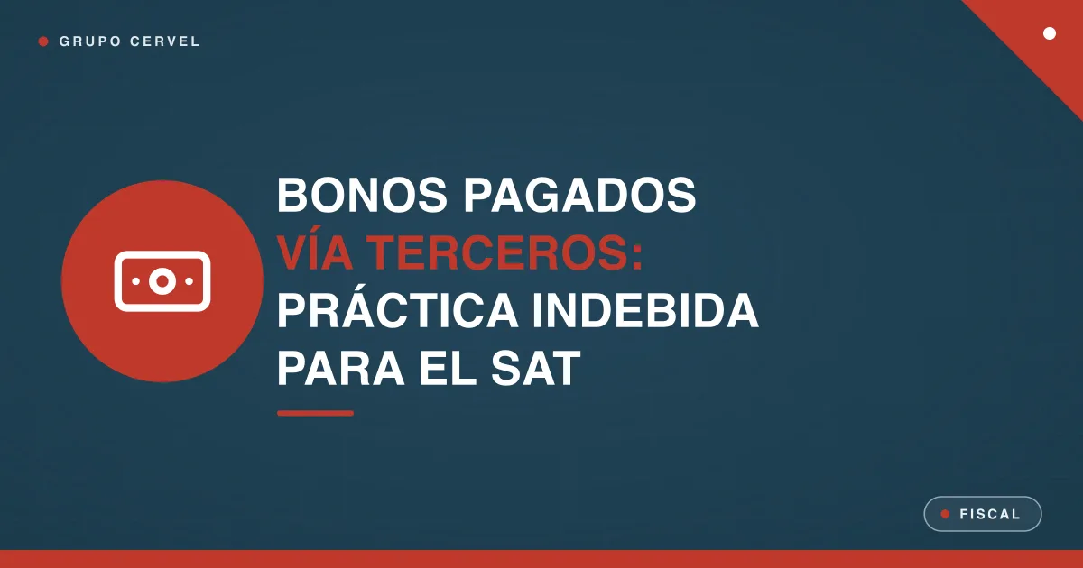Portada: bonos pagados vía terceros, práctica indebida para el SAT — Grupo CerVel